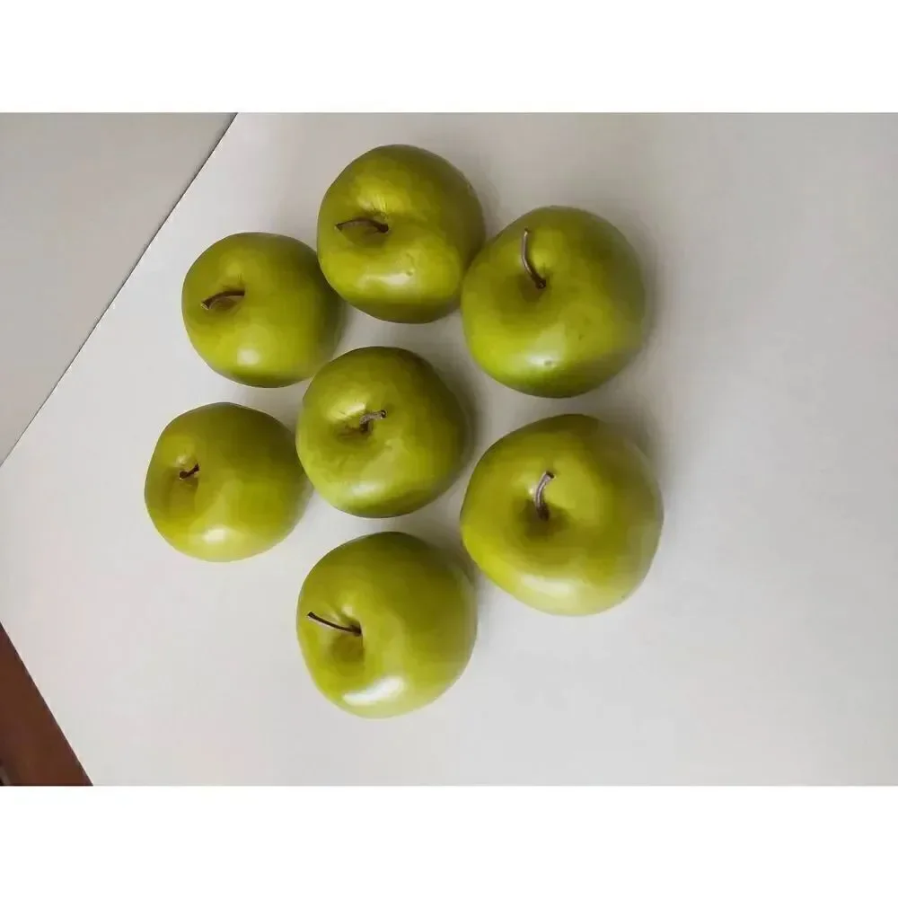 Faux Green Apples Lot of 7 Artificial Fake w/stems